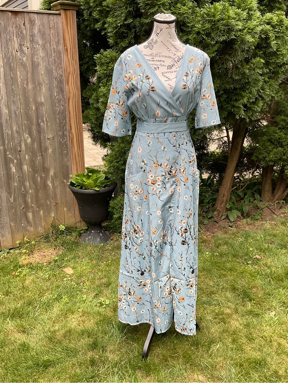Kimono Style Floral Maxi Dress with Belt